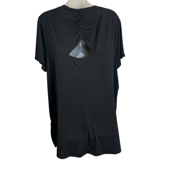Livi Active Lane Bryant Tunic Top 18/20 Open Back Short Sleeve V-Neck Black EUC - Picture 6 of 10